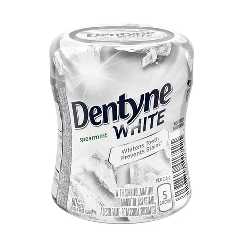 Expires July 2024 Clearance Dentyne White Spearmint Sugar Free Gum Bottle 60 Pieces - YesWellness.com