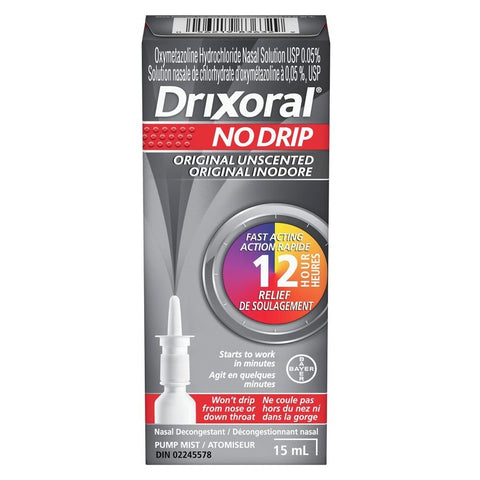 Drixoral No Drip Original Unscented Nasal Decongestant Pump Mist 15mL - YesWellness.com
