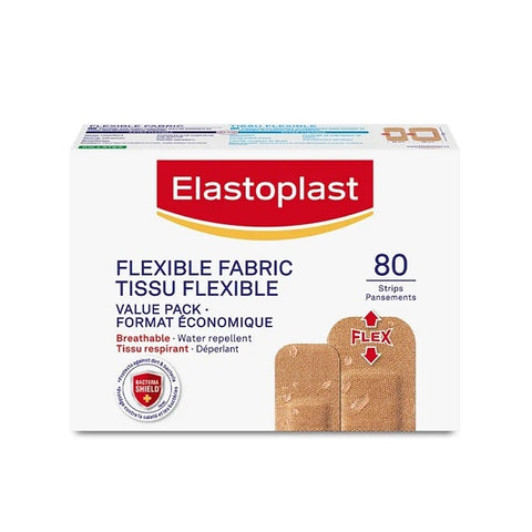 Elastoplast Flexible Fabric Bandages Value Pack 2 Sizes 80 Strips