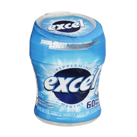 Excel Sugar-Free Chewing Gum Bottle 60 Pieces Peppermint 