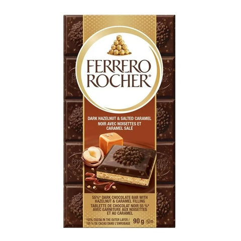 Ferrero Rocher Dark Hazelnut & Salted Caramel Chocolate Bar 90g