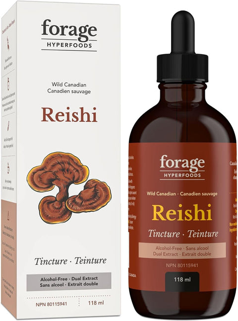 Expires June 2024 Clearance Forage Hyperfoods Reishi Tincture Alcohol Free 118mL - YesWellness.com