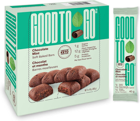Expires June 2024 Clearance Good To Go Chocolate Mint Keto Bars 9 x 40 g Box - YesWellness.com