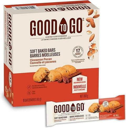 Good To Go Cinnamon Pecan Keto Bars 9 x 40g Box - YesWellness.com
