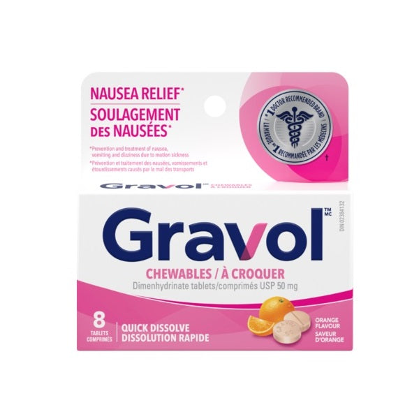 Gravol Quick Dissolve Orange 50mg Nausea Relief Tablets
