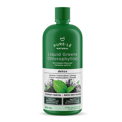 Pure-le Natural Liquid Greens Chlorophyll Activated Charcoal Detox Mint 450ml
