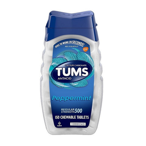 TUMS Regular Strength Antacid Calcium Peppermint 150 Tablets