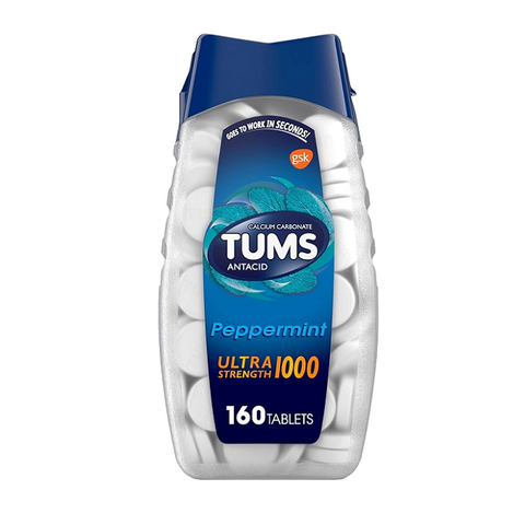 TUMS Ultra Strength Antacid Calcium Carbonate Peppermint 160 Tablets