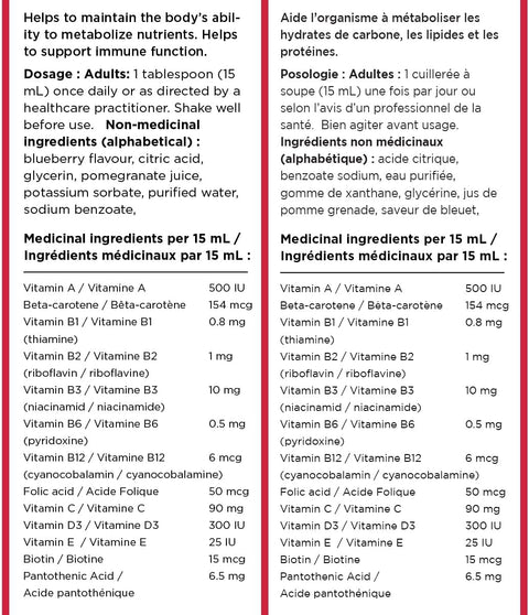 Wampole Multivitamins Liquid Natural Pomegranate Flavour 350mL - Medicinal Ingredients