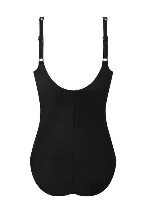 Amoena Asian Garden Full Bodice Swimsuit - Black & Star White - YesWellness.com