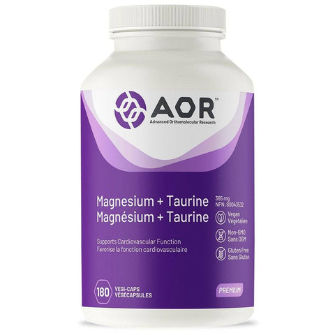 AOR Magnesium + Taurine 365 mg - 180 Veg Capsule - YesWellness.com