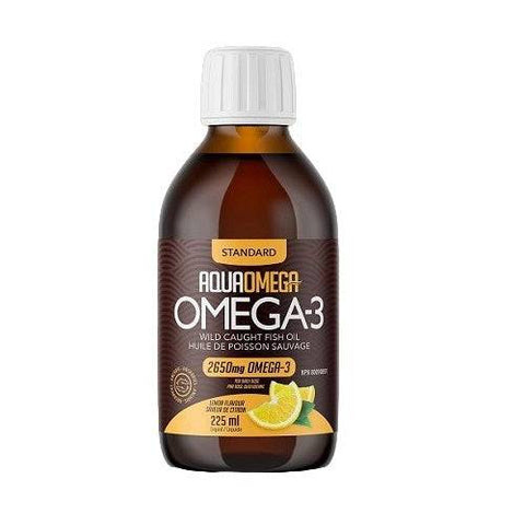AquaOmega Standard Omega-3 Fish Oil Lemon 225mL - YesWellness.com