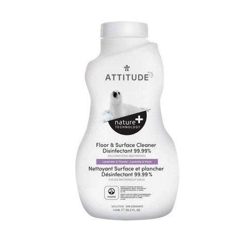 Attitude Nature + Floor and Surface Cleaner Disinfectant 99.99%  - Lavender & Thyme 1.04 L - YesWellness.com