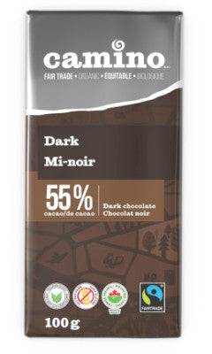 Camino Organic Dark 55% Cacao Dark Chocolate 12 x 100g - YesWellness.com