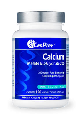 CanPrev Calcium Malate Bis-Glycinate 200 - 120 veg capsules - YesWellness.com