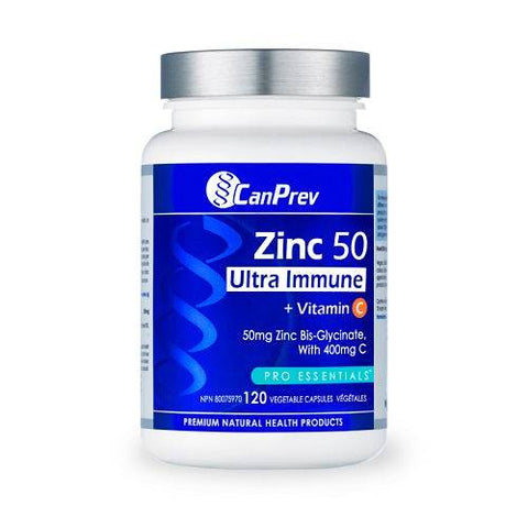 CanPrev Zinc 50 Ultra Immune + Vitamin C 120 Veg Capsules - YesWellness.com