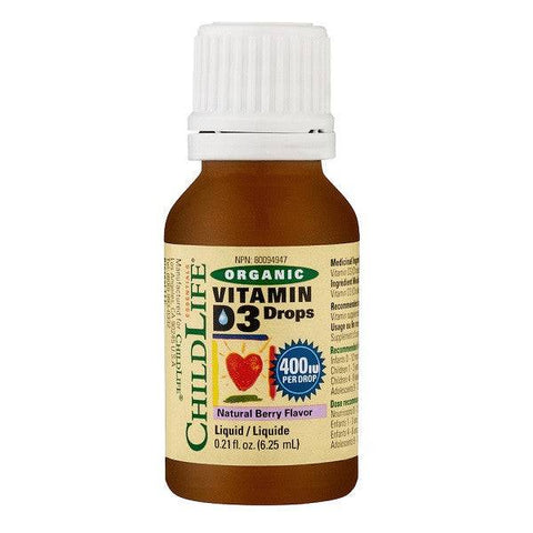 ChildLife Essentials Organic Vitamin D3 Drops 400IU - Natural Berry Flavour 6.25mL - YesWellness.com