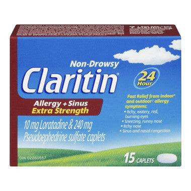 Claritin Extra Strength Non Drowsy Allergy and Sinus 15 Modified-Release Caplets - YesWellness.com