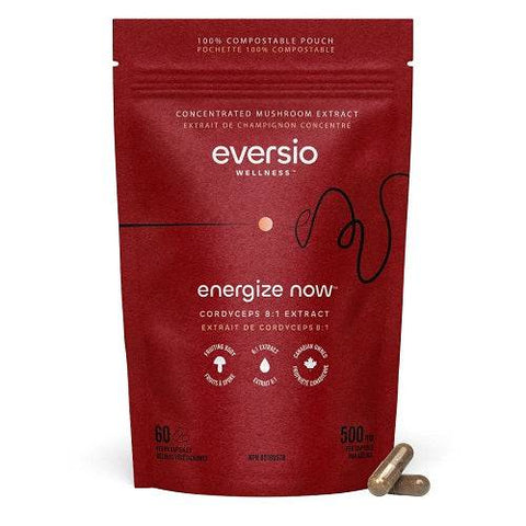 Eversio Wellness WARRIOR Cordyceps Daily Energy Support Reusable Pouch 60 Capsules - YesWellness.com