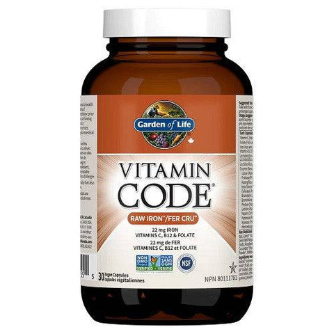 Garden Of Life Vitamin Code Raw Iron 30 Capsules - YesWellness.com