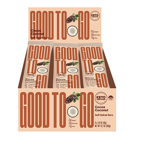 Good To Go Cocoa Coconut Keto Bars 9 x 40 g Box - YesWellness.com