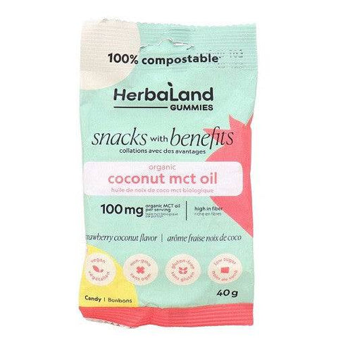 Herbaland Coconut MCT Oil 100mg Gummies Strawberry Coconut Flavour 40g - YesWellness.com