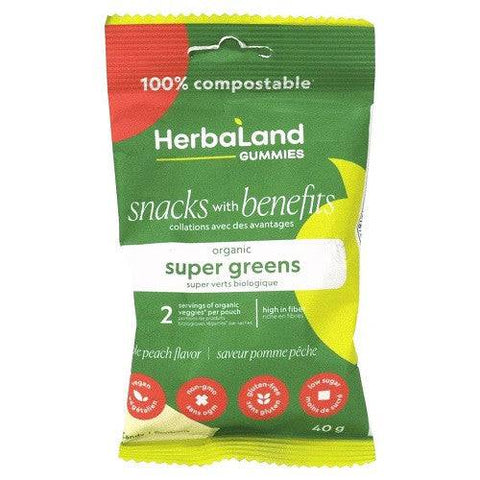 Herbaland Super Greens Gummies Apple Peach Flavour 40g - YesWellness.com