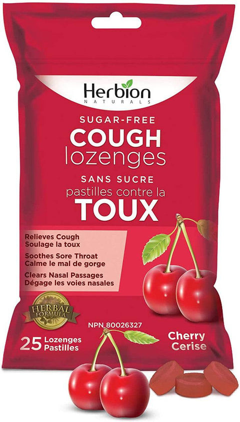 Herbion Sugar-Free Cough Lozenges Pouch - Cherry 25 Lozenges - YesWellness.com