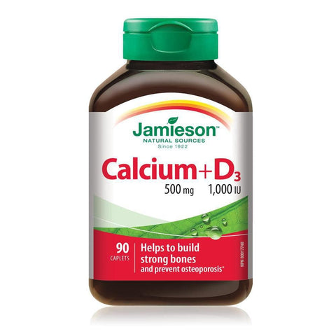 Jamieson Calcium 500 mg + Vitamin D3 1,000 IU 90 Caplets - YesWellness.com