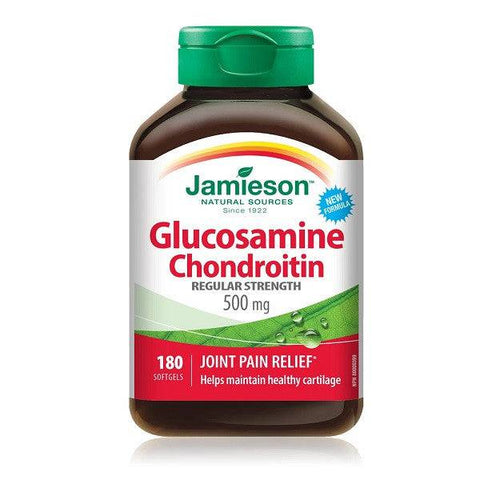 Jamieson Glucosamine Chondroitin Regular Strength 500mg 180 Softgels - YesWellness.com