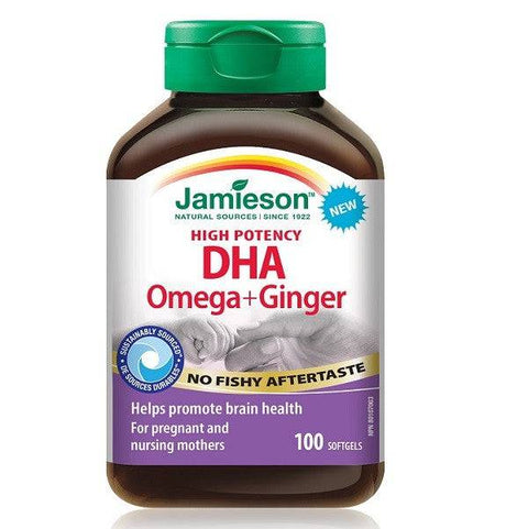 Jamieson High Potency DHA Omega + Ginger 100 Softgels - YesWellness.com