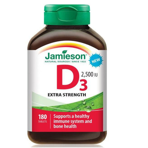 Jamieson Vitamin D3 2,500 IU Extra Strength 180 Tablets - YesWellness.com