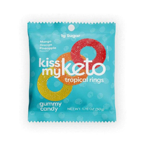 Kiss My Keto Tropical Rings Gummy Candy - Mango Orange Pineapple Flavoured 6 x 50g - YesWellness.com