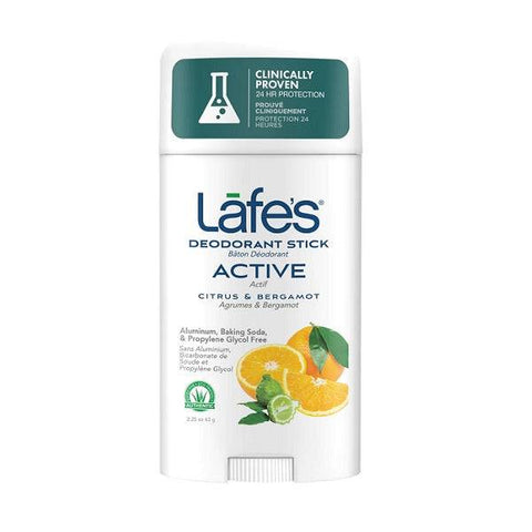 Lafe's Deodorant Stick Active Citrus & Bergamot 64g - YesWellness.com