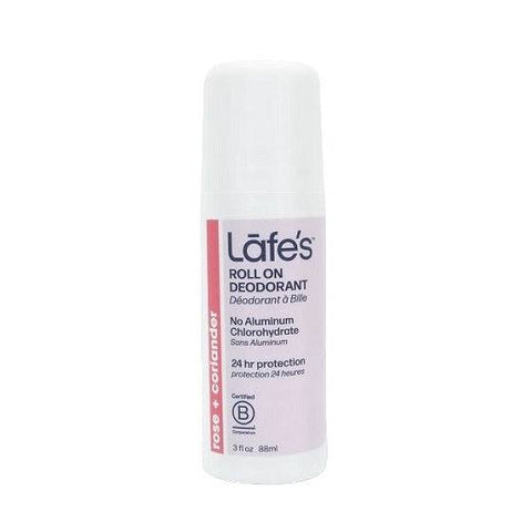 Lafe's Roll On Deodorant Rose+Coriander 24hr Protection 88mL - YesWellness.com