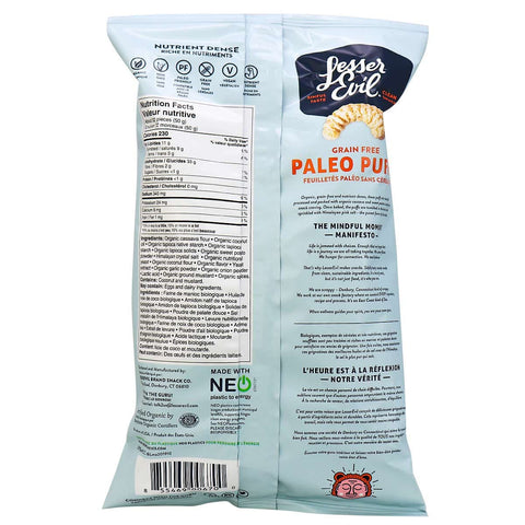 LesserEvil Grain Free Paleo Puffs - No Cheese Cheesiness 142g x 9 - YesWellness.com