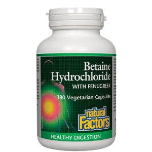 Natural Factors Betaine Hydrochloride with Fenugreek Vegetarian Capsules - YesWellness.com