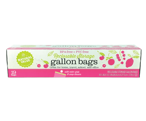 Natural Value Bags - Reclosable Gallon Storage 19 ct - YesWellness.com