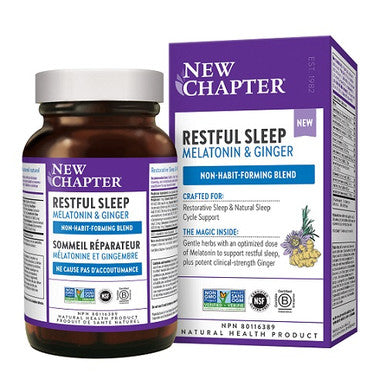 Expires April 2024 Clearance New Chapter Restful Sleep Melatonin and Ginger 30 Capsules - YesWellness.com