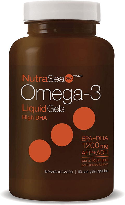 NutraSea DHA Omega-3 LiquidGels High DHA (EPA+DHA 1200mg) 60 soft gels - YesWellness.com