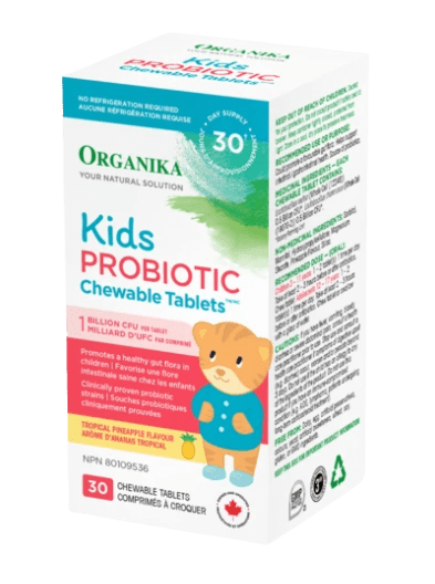 Organika Kids Probiotic Chewable Tropical Pineapple Flavoured Tablets - 30 Tablets - YesWellness.com