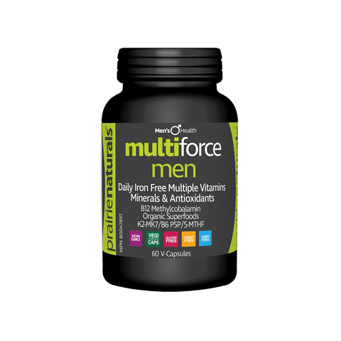 Prairie Naturals Multi-Force for Men Daily Iron-Free Multiple Vitamins, Minerals & Antioxidants 60 V-Capsules - YesWellness.com