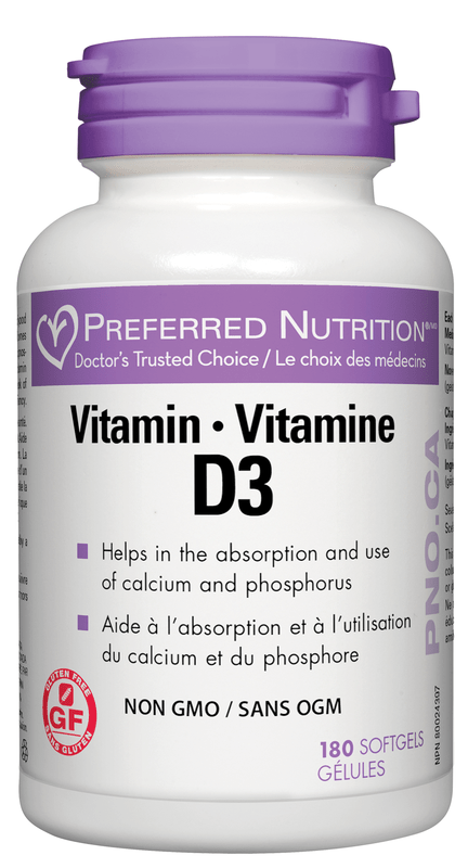 Preferred Nutrition Vitamin D3 Softgels - 180 soft gels - YesWellness.com
