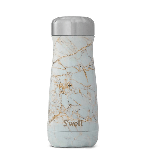 S'well Bottle Stone Collection Stainless Steel Traveler Calacatta Gold - YesWellness.com