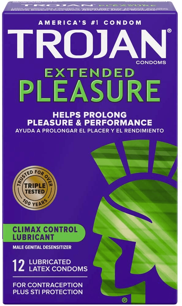 Trojan Extended Pleasure Latex Condoms with Climax Control Lubricant 1 Trojan Extended Pleasure Latex Condoms with Climax Control Lubricant 1