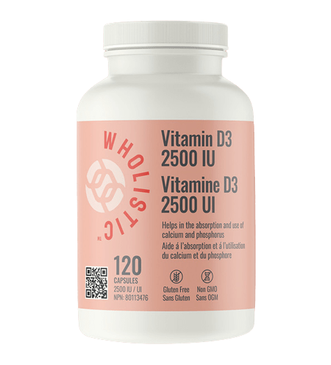 Wholistic Vitamin D3 2500IU 120 Capsules - YesWellness.com