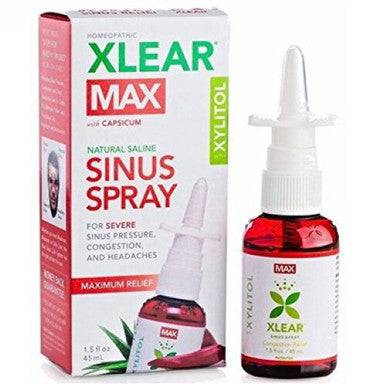 Xlear Max with Capsicum Natural Saline Nasal Spray with Xylitol 45mL - YesWellness.com