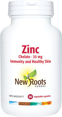 New Roots Herbal Zinc Chelate 25mg - Immunity and Healthy Skin 90 Vegetable Capsules | 628747125451