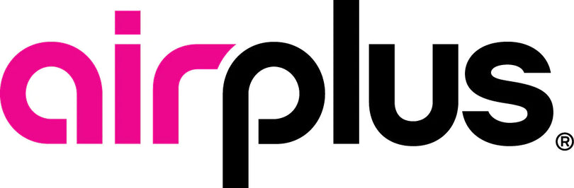 The Airplus logo features the word “air” in bold pink lowercase letters and “plus” in bold black lowercase letters, creating a modern and energetic look.