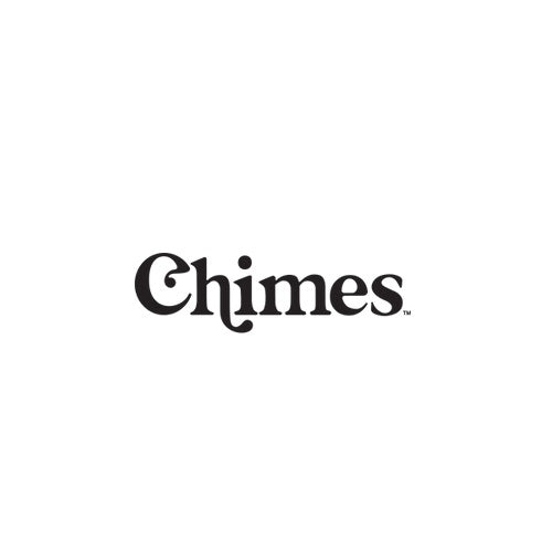 The Chimes logo features the brand name in bold, black serif lettering with a distinctive curled tail on the “h,” giving it a classic and slightly vintage appearance.